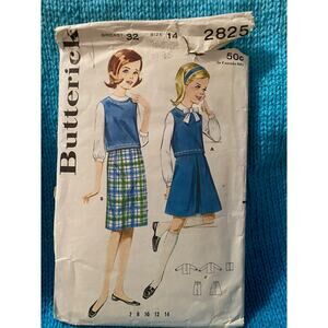Butterick Sewing pattern 2825 girl top Swing straight skirt sz 14